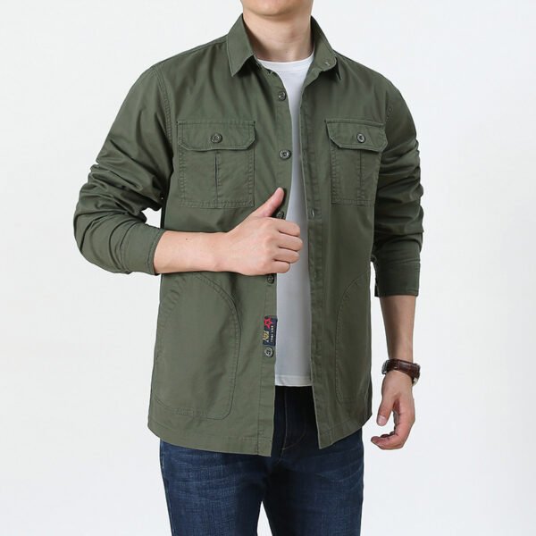 Four Seasons Long Sleeve Shirt Men's Thin Casual Plus Size - Image 4