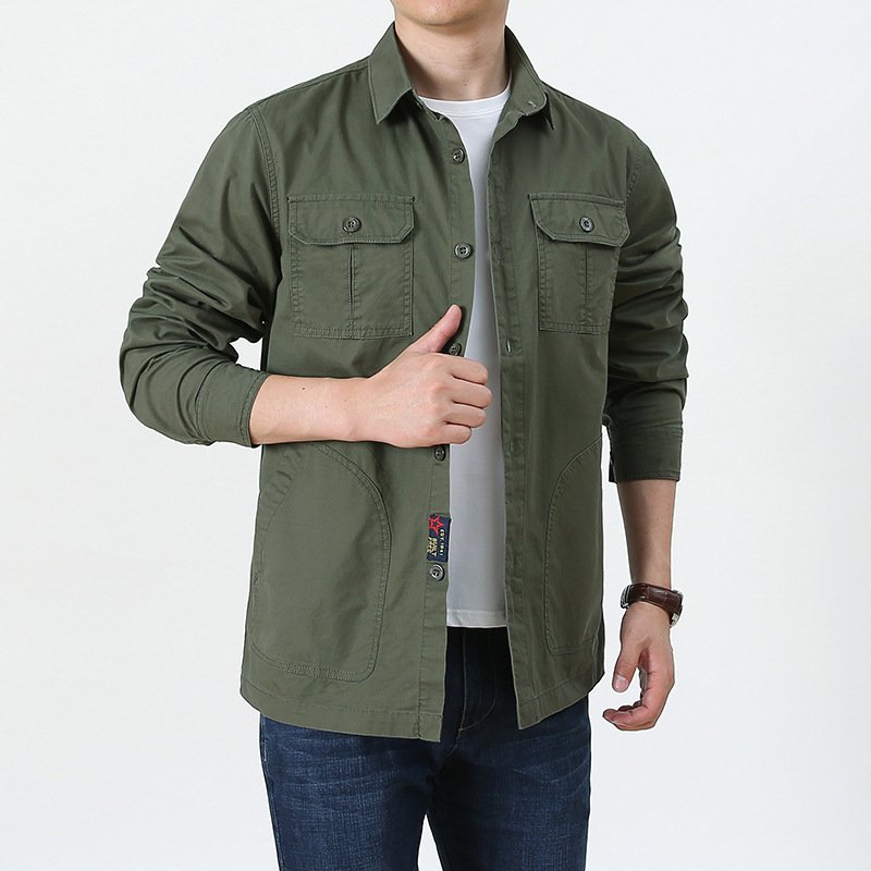 Four Seasons Long Sleeve Shirt Men's Thin Casual Plus Size - Image 4