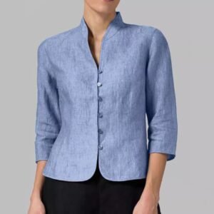 Cotton And Linen Slim-fit Slim Waist Fashion 34 Sleeves Small Coat