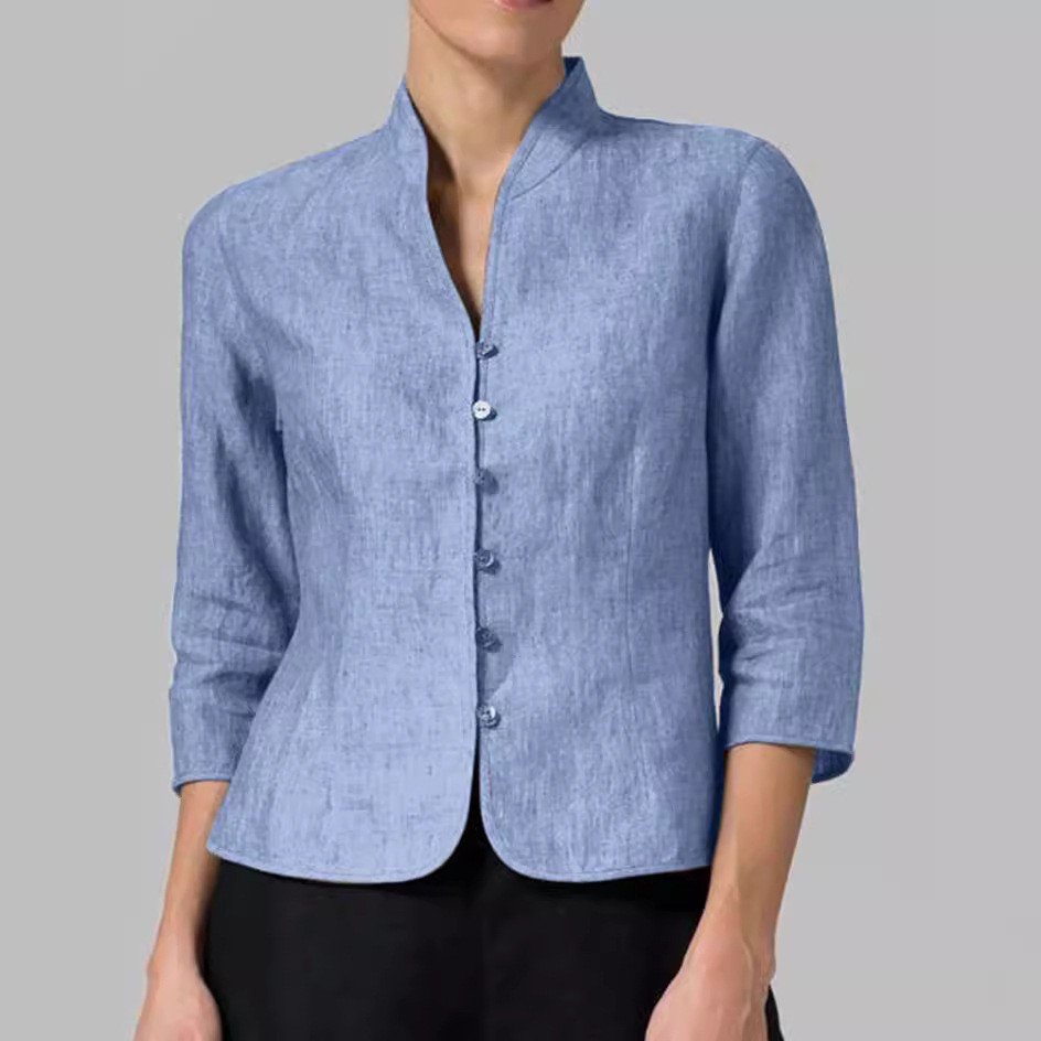 Cotton And Linen Slim-fit Slim Waist Fashion 34 Sleeves Small Coat