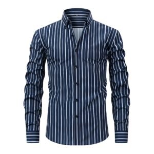 Men's Digital Printed Striped Long-sleeved Lapel Shirt