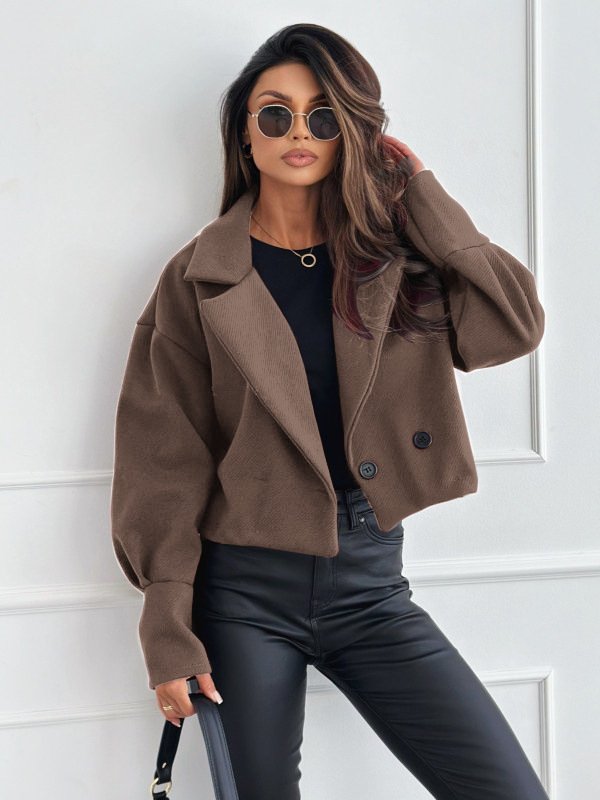 Fashionable All-match Suit Collar Short Woolen Coat - Image 5