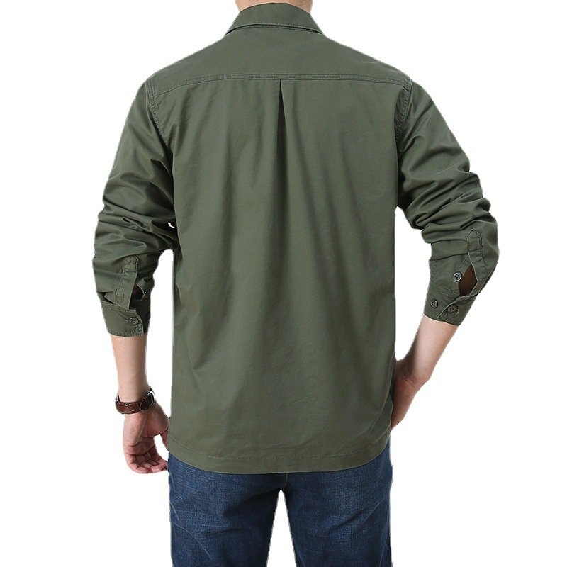 Four Seasons Long Sleeve Shirt Men's Thin Casual Plus Size - Image 3
