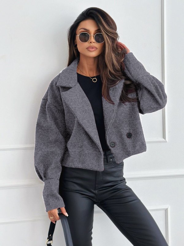 Fashionable All-match Suit Collar Short Woolen Coat - Image 8