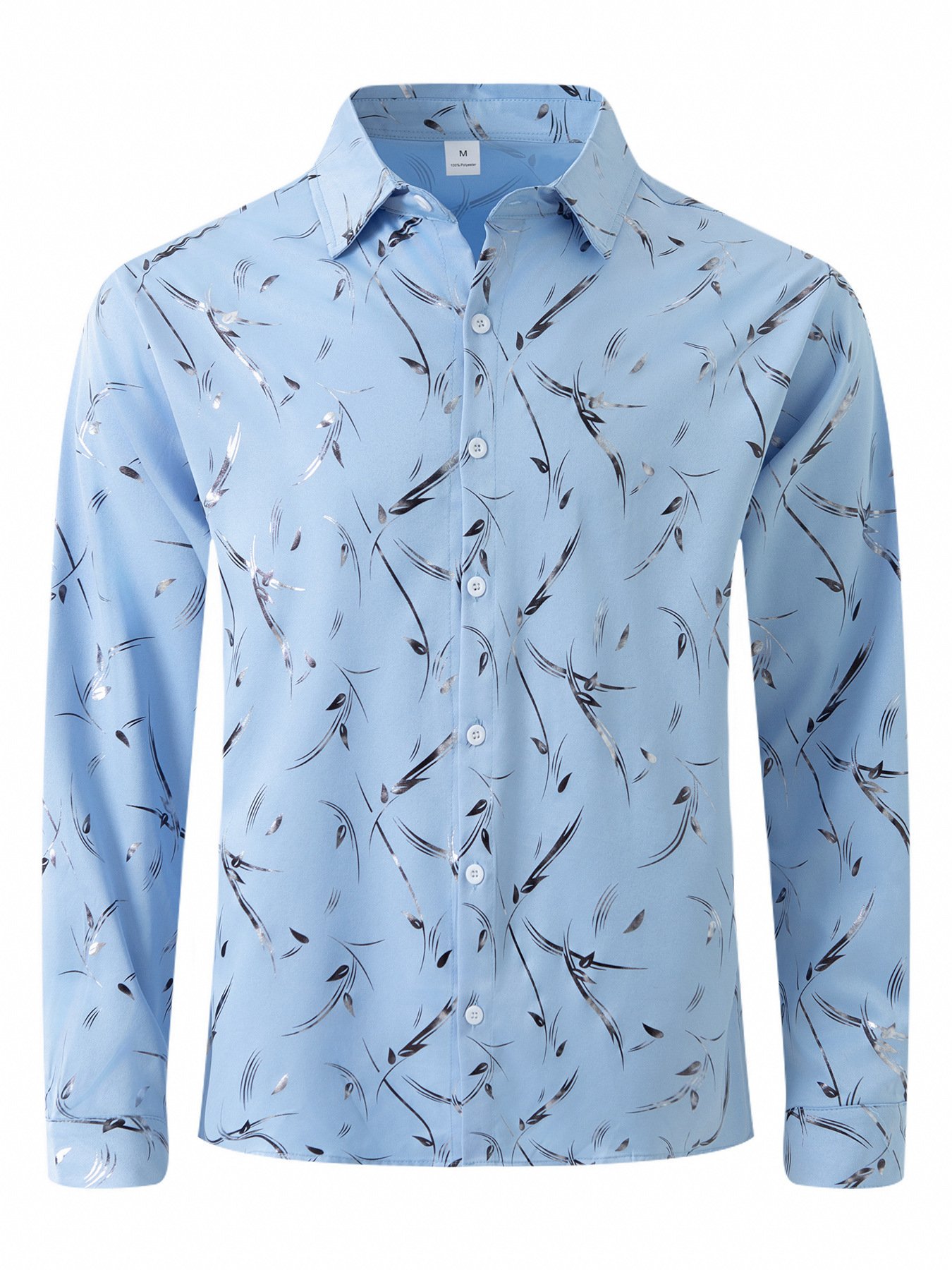 Men's Bronzing Feather Cuff Casual Long-sleeved Shirt - Image 6