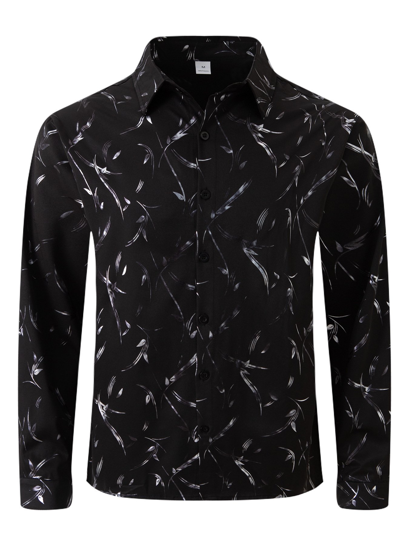 Men's Bronzing Feather Cuff Casual Long-sleeved Shirt - Image 9