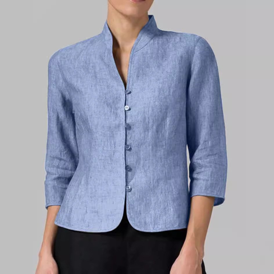 Cotton And Linen Slim-fit Slim Waist Fashion 34 Sleeves Small Coat - Image 5