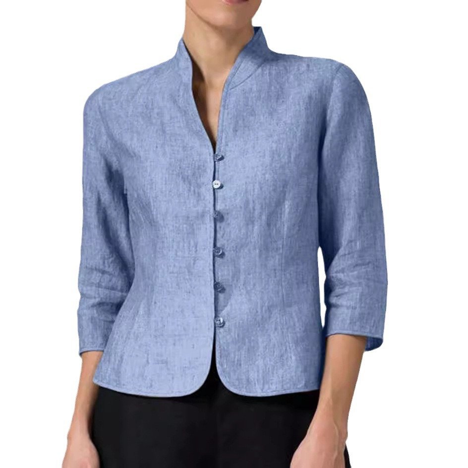 Cotton And Linen Slim-fit Slim Waist Fashion 34 Sleeves Small Coat - Image 10