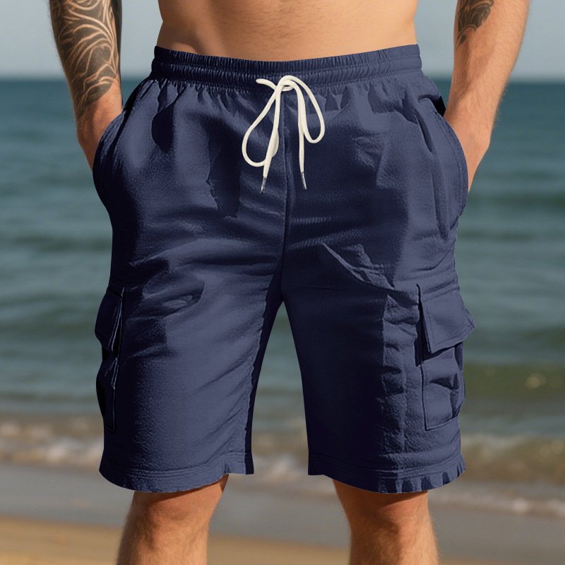 Men's Air-permeable Beachwear Linen Loose Multi-pocket Casual Shorts - Image 4