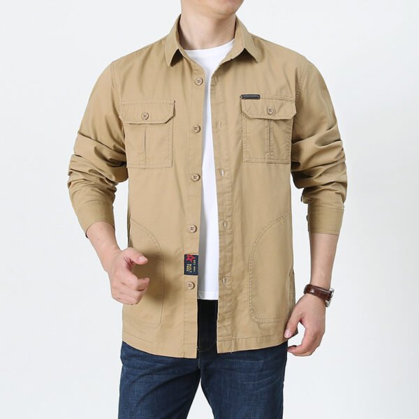 Four Seasons Long Sleeve Shirt Men's Thin Casual Plus Size - Image 9