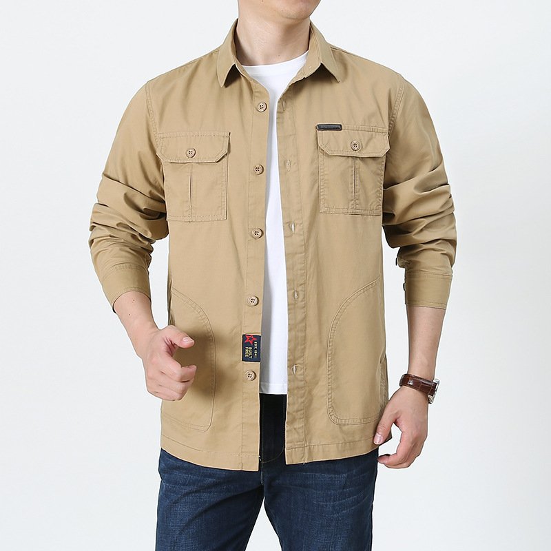 Four Seasons Long Sleeve Shirt Men's Thin Casual Plus Size - Image 9