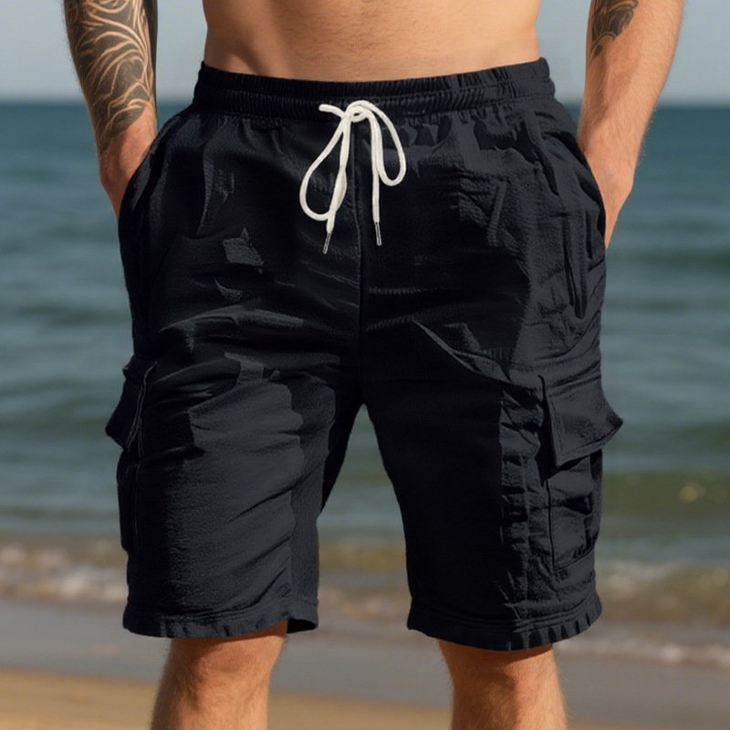 Men's Air-permeable Beachwear Linen Loose Multi-pocket Casual Shorts - Image 10