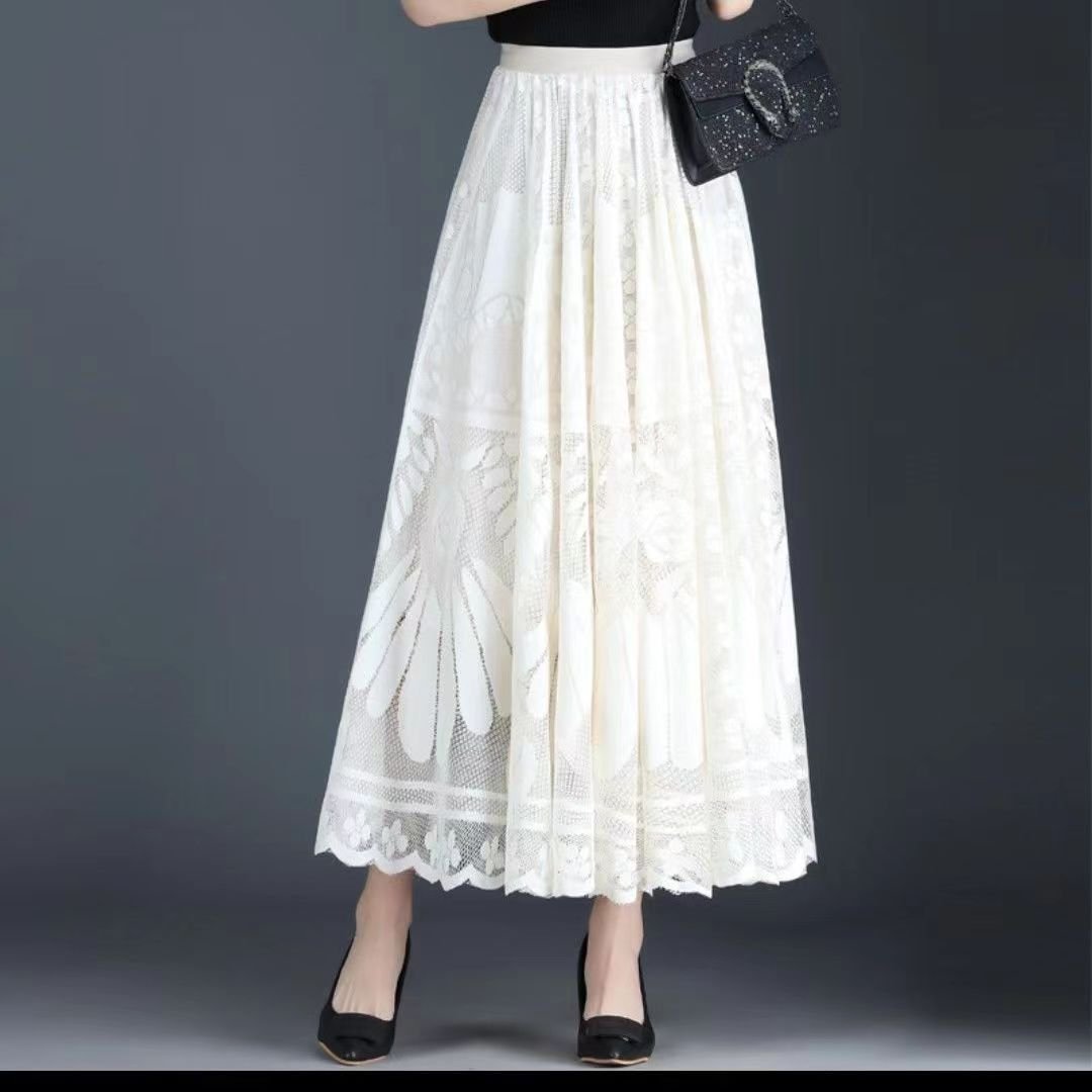 High Waist Slimming Large Hem A- Line Gauzy Skirt - Image 7