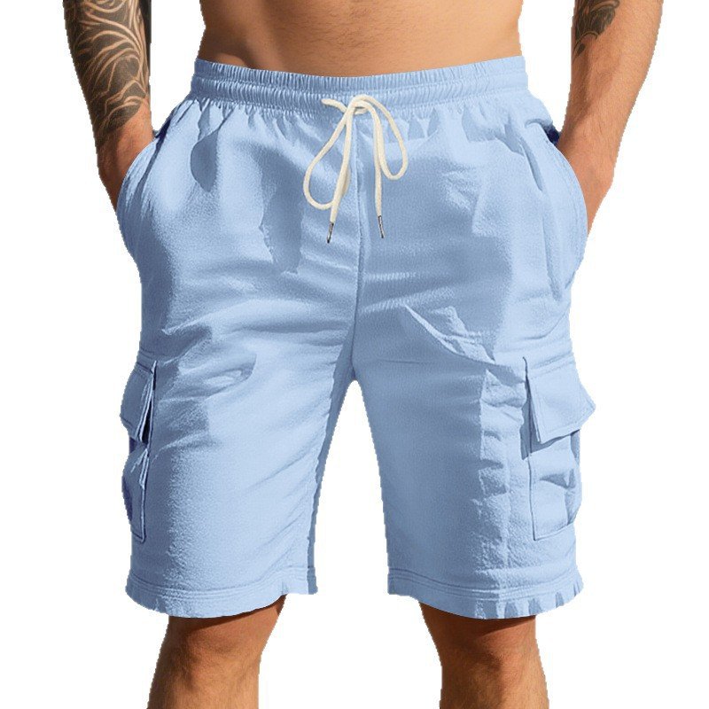 Men's Air-permeable Beachwear Linen Loose Multi-pocket Casual Shorts - Image 8