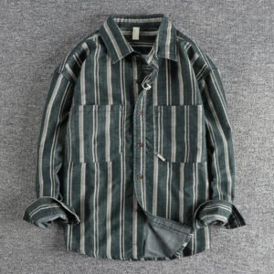 Men's Vintage Yarn-dyed Striped Overalls Casual Shirt