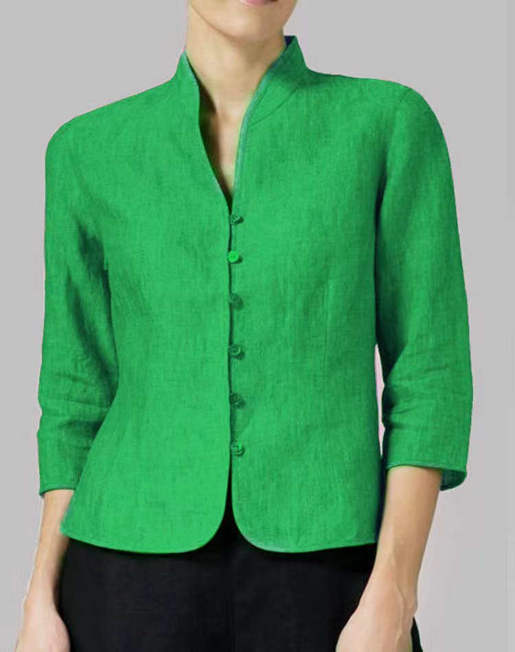 Cotton And Linen Slim-fit Slim Waist Fashion 34 Sleeves Small Coat - Image 6