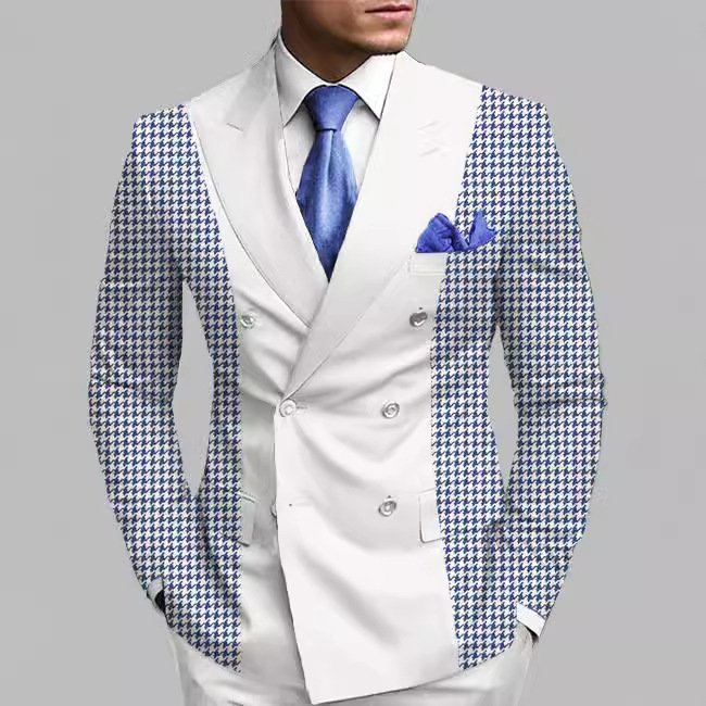 New Men's Printed Posterior Median Split Suit Jacket - Image 4