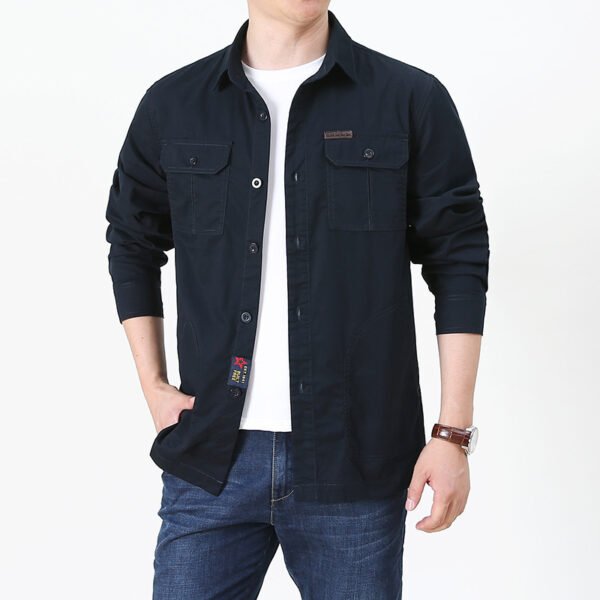 Four Seasons Long Sleeve Shirt Men's Thin Casual Plus Size - Image 5