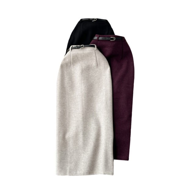 Woolen High Waist Sheath Split Straight One-step Skirt - Image 3
