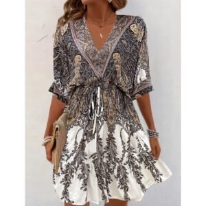 Women's Bohemian Dress V Neck