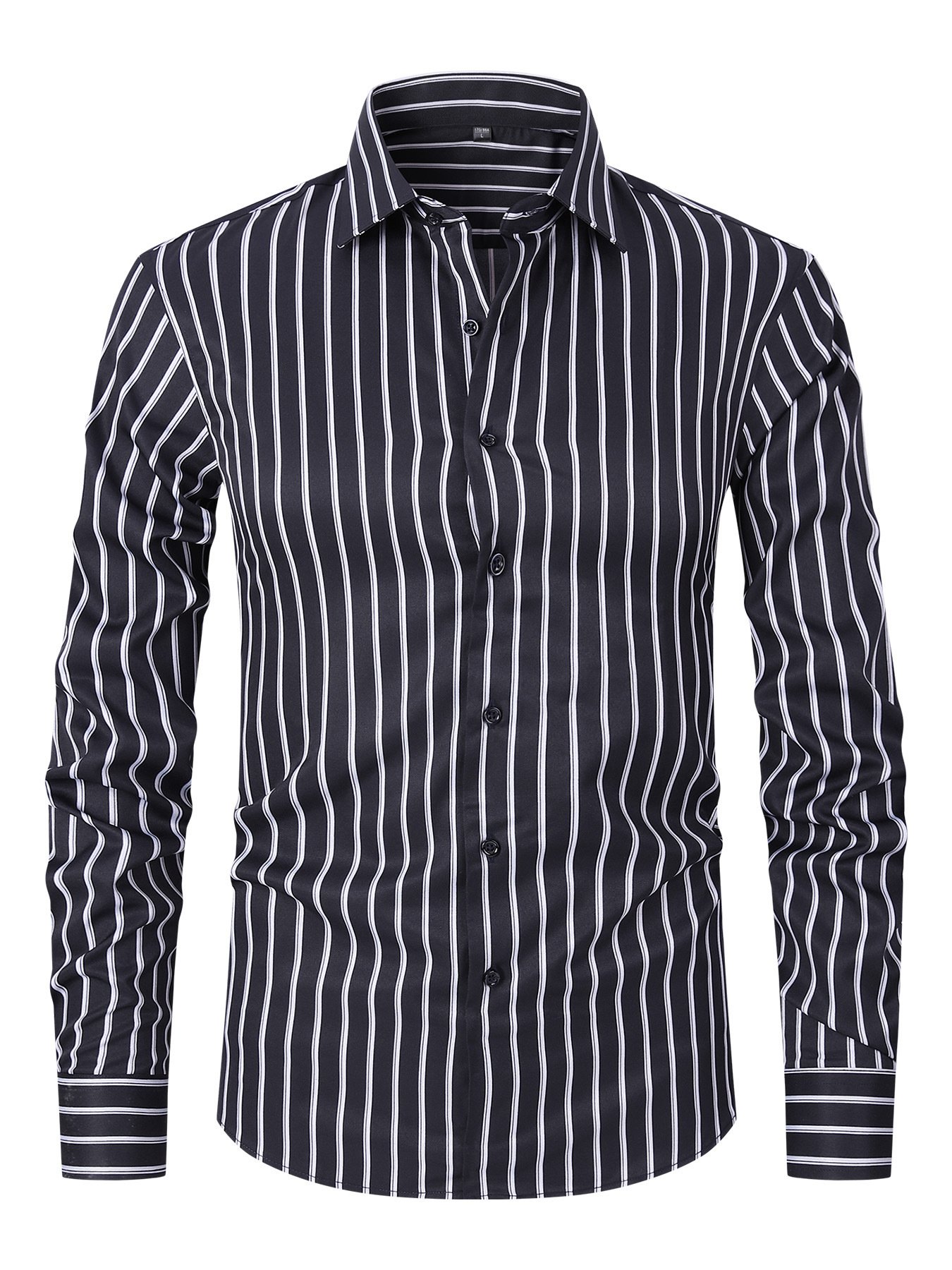Men's Striped All-matching Ice Silk Long Sleeve Shirt - Image 10
