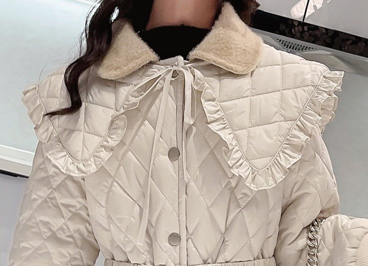 Large Lapel Warm Padded Jacket With Fleece Thick Coat Waist - Image 7