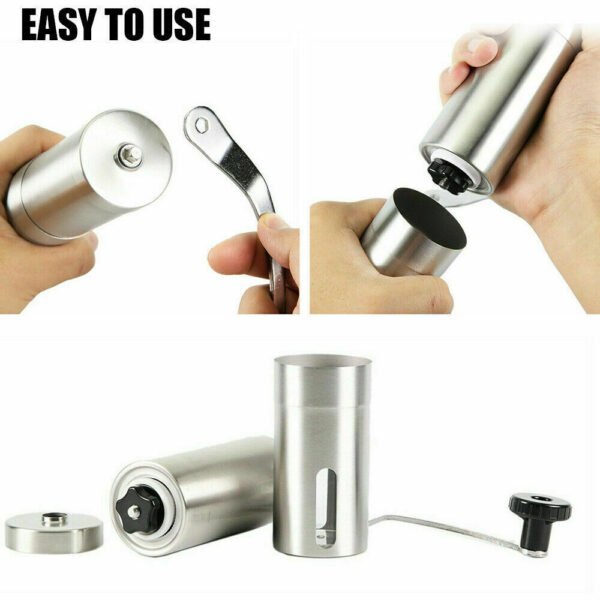Home Portable Manual Coffee Grinder, Stainless Steel with Ceramic Burr Bean Mill - Image 7