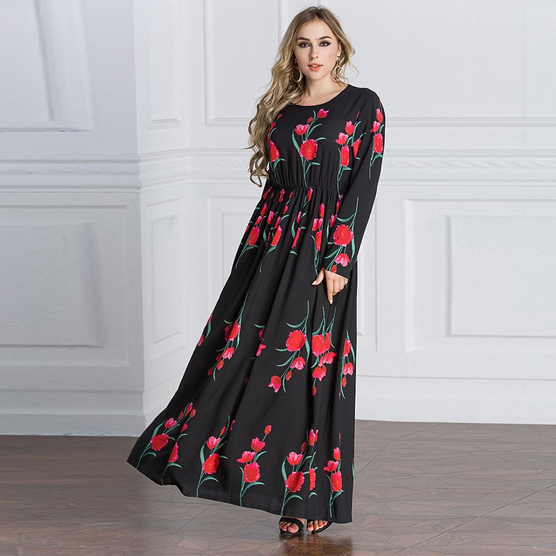 Rose Print Robe Dubai Dress - Image 6