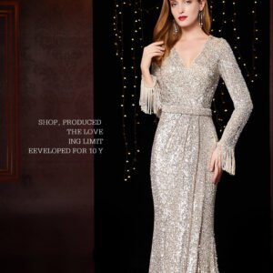 Ladies Sequined  Long Evening Dress