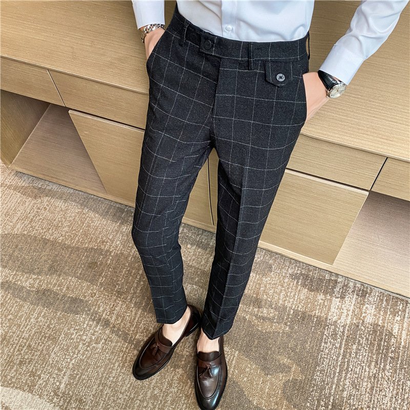 British Classic Checkered Elegant Suit Pants - Image 10