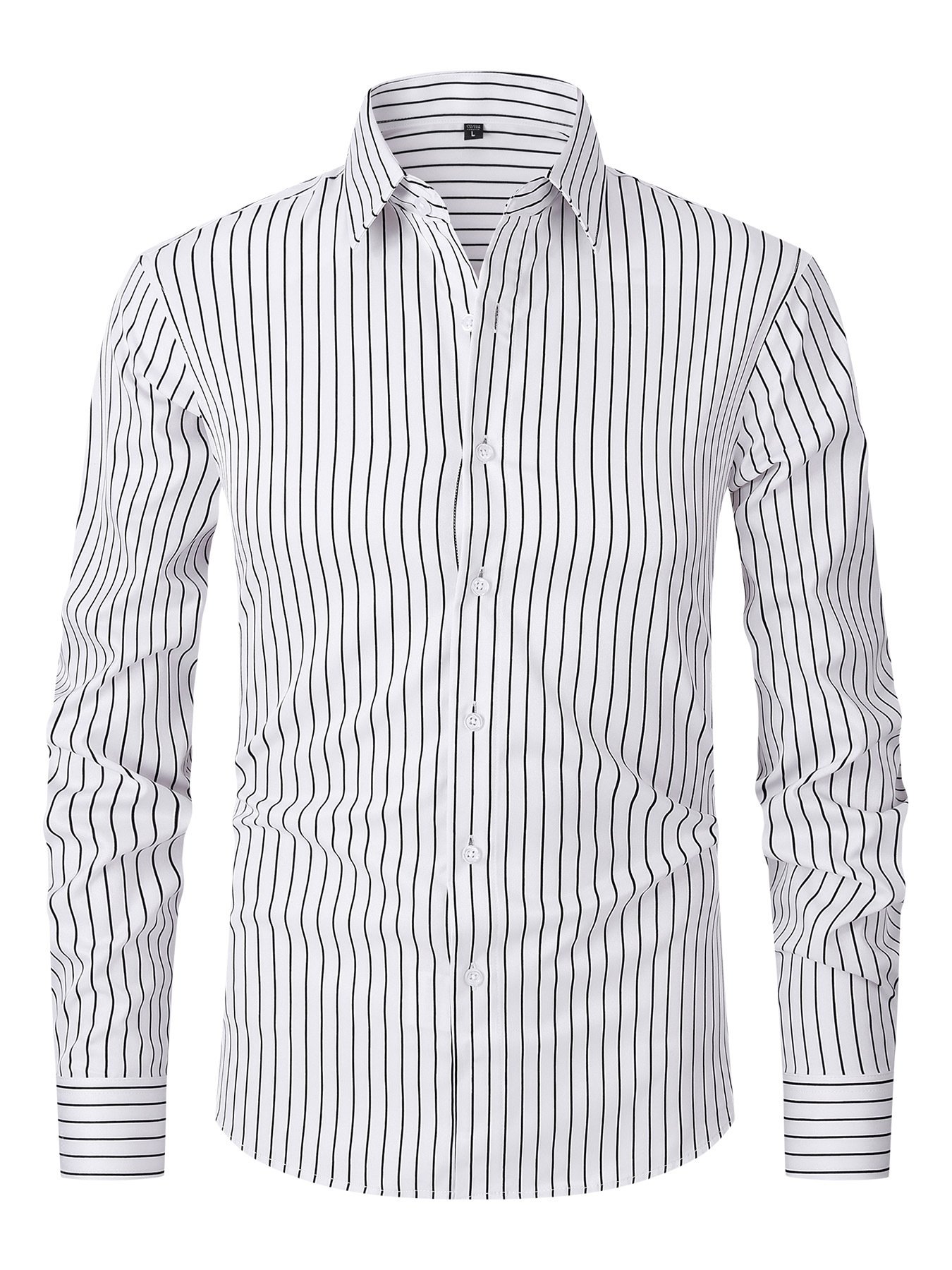 Men's Striped All-matching Ice Silk Long Sleeve Shirt - Image 5