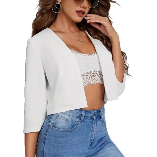 Women's Elegant Solid Color Casual Short Jacket - Image 5