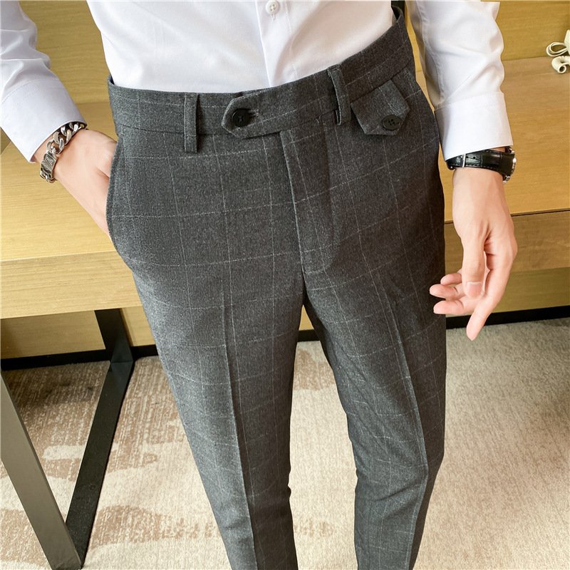 British Classic Checkered Elegant Suit Pants - Image 7