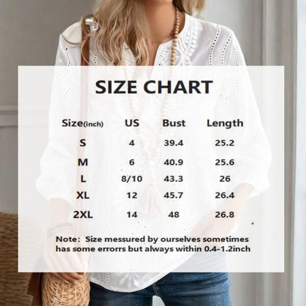 Elegant Women's V-Neck Long Sleeve Blouse - Image 3