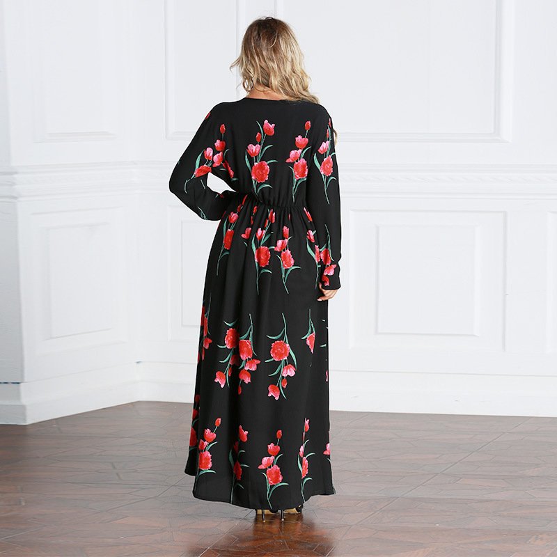 Rose Print Robe Dubai Dress - Image 5