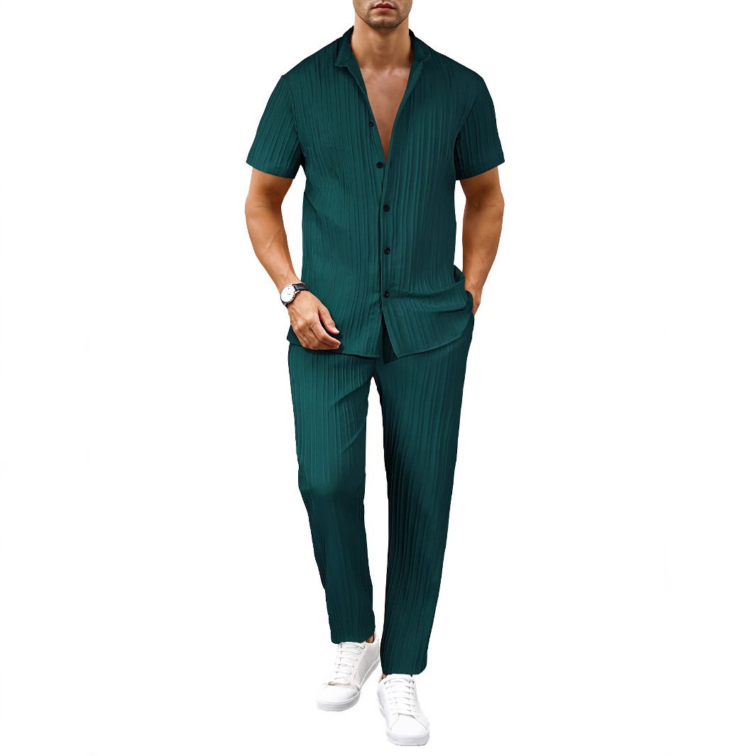 European And American Men's Casual Short-sleeved Two-piece Suit - Image 8