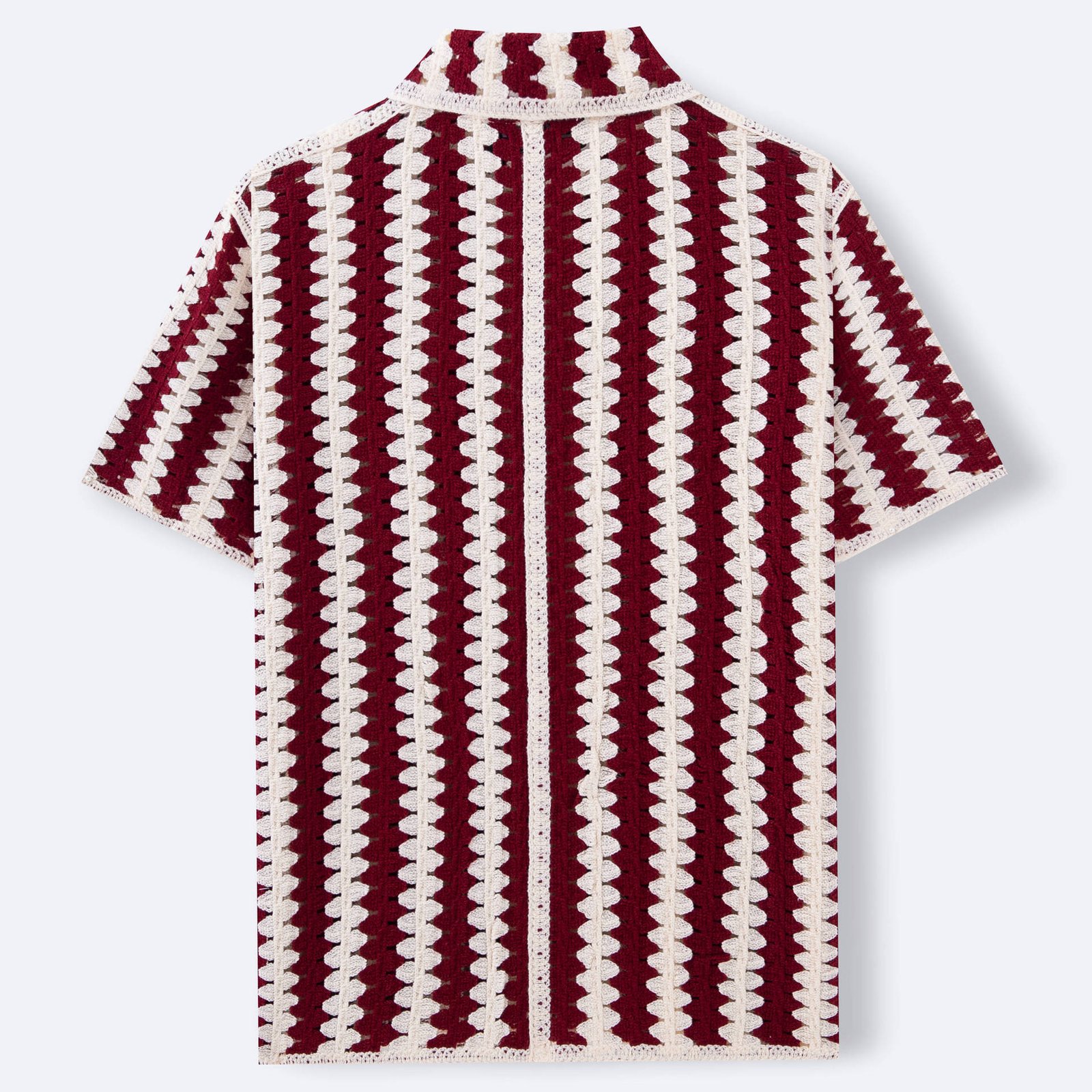 Vintage Stripe Knitwear Crocheted Short-sleeved Hollow Shirt - Image 3