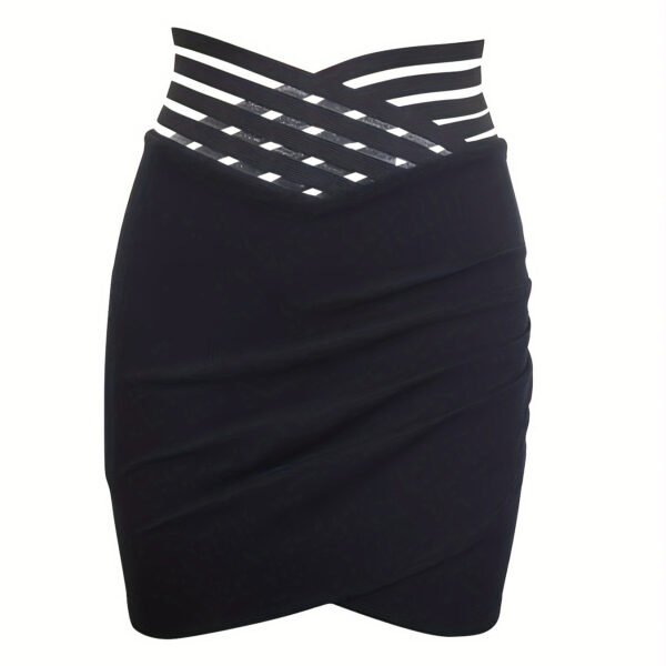 Ladies' Solid Color Fashionable Versatile Cross Hollow Asymmetric Hem Skirt - Image 2