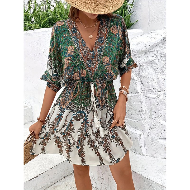 Women's Bohemian Dress V Neck - Image 4