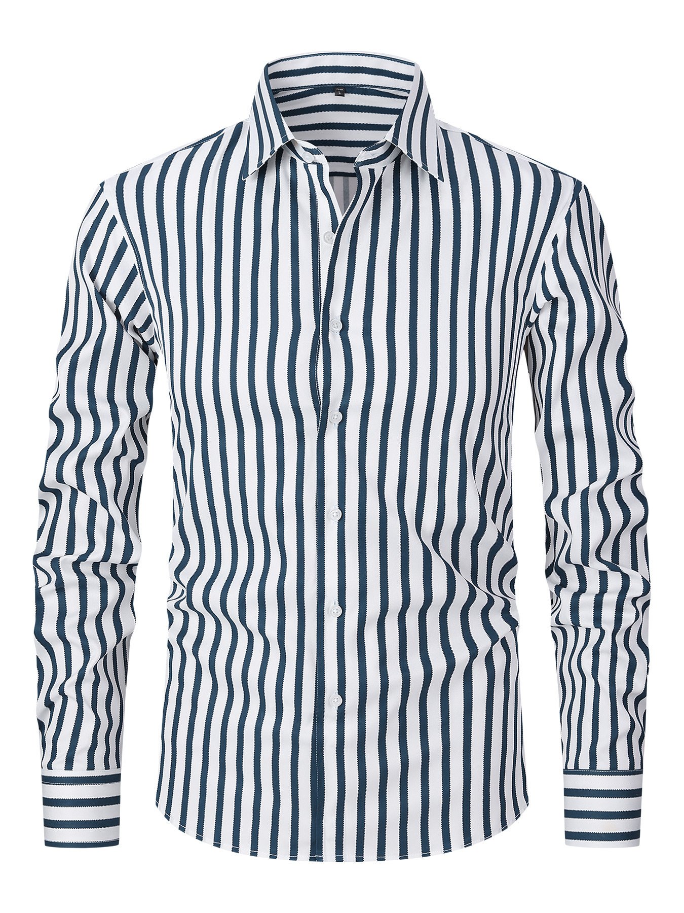 Men's Striped All-matching Ice Silk Long Sleeve Shirt - Image 9