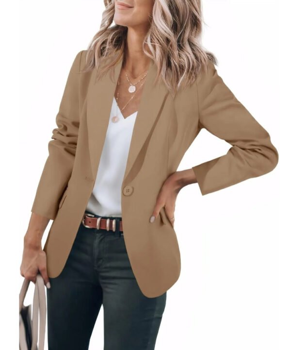 Women's Long Sleeve Solid Color Polo Collar Small Suit Jacket - Image 10