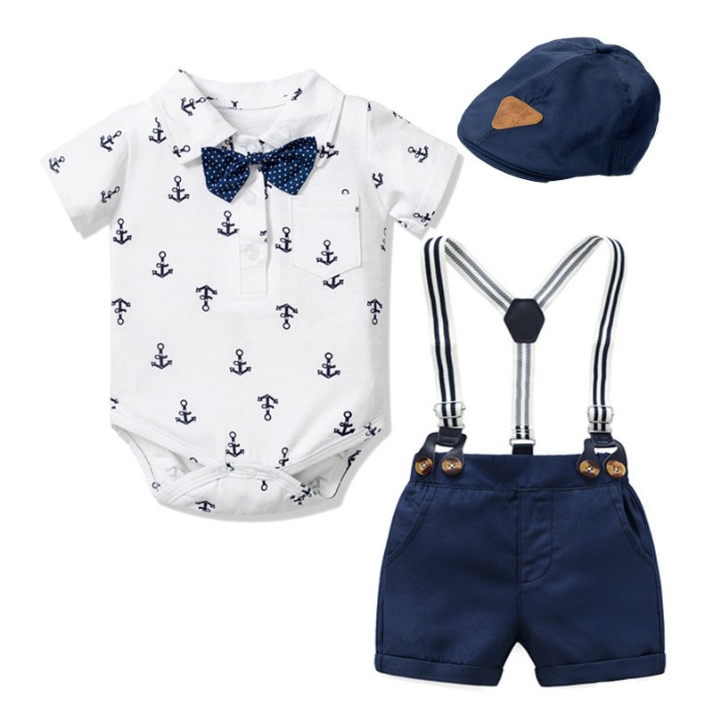 Baby Boy Gentleman Clothes Printed Triangle Romper - Image 4