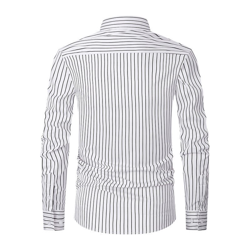 Men's Striped All-matching Ice Silk Long Sleeve Shirt - Image 3