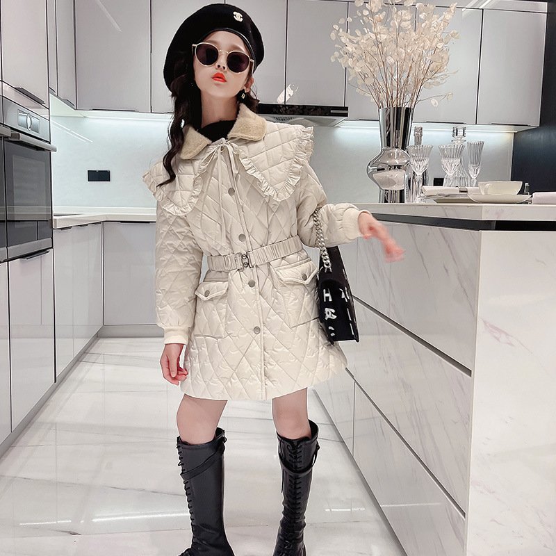 Large Lapel Warm Padded Jacket With Fleece Thick Coat Waist - Image 2