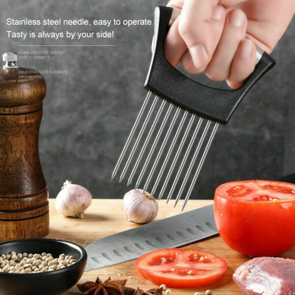 Food Slice Assistant - Stainless Steel Onion Holder Slicer Tomato Cutter NonSlip - Image 6