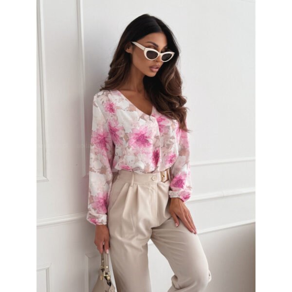 Women's All-match Long-sleeved V-neck Printed Shirt - Image 2