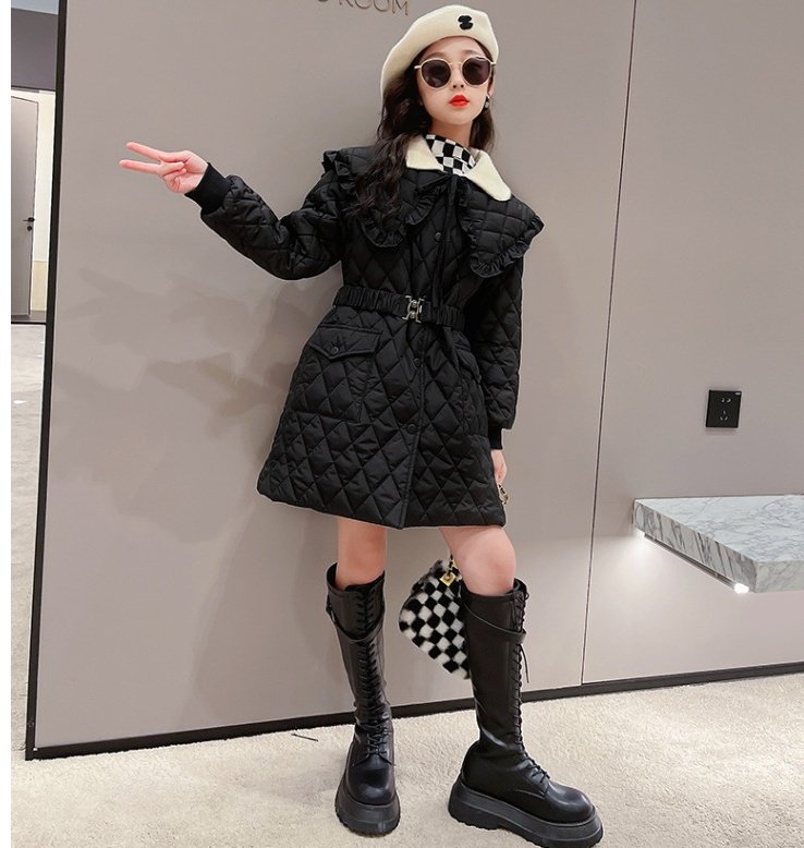 Large Lapel Warm Padded Jacket With Fleece Thick Coat Waist - Image 3
