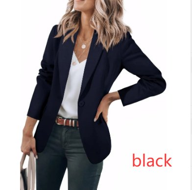 Women's Long Sleeve Solid Color Polo Collar Small Suit Jacket - Image 5