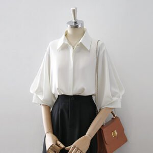 White Shirt Women's Half Sleeve Niche