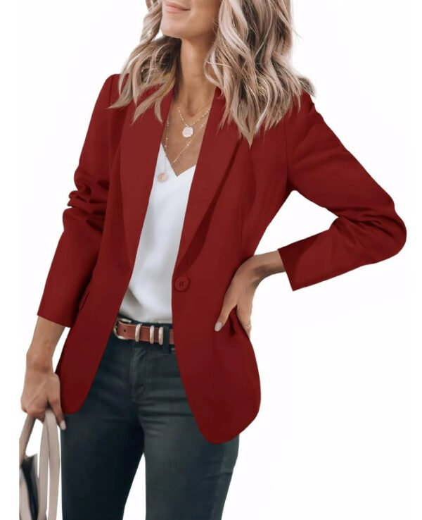 Women's Long Sleeve Solid Color Polo Collar Small Suit Jacket - Image 8